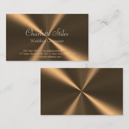 ブロンズパーソナライズされたメタリックの放射状テクスチャ 名刺 (正面/裏面)