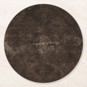 ブロンズビロードダマスク|ゴールデンブラウンのフローラグランジ ラウンドペーパーコースター (正面)