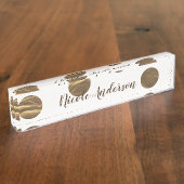 ブロンズフェイクシャイン水玉模様モダントレンディーシック デスクネームプレート (側面)