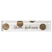 ブロンズフェイクシャイン水玉模様モダントレンディーシック デスクネームプレート (正面)