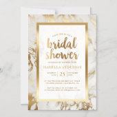 ブロンズフォイル&マーブルブライダルシャワー マグネット招待状 (正面)