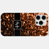 ブロンズブラウンの疑似ラメスパークルモノグラム Case-Mate iPhoneケース (裏面 (横))