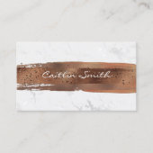 ブロンズブラシストロークシルバーホワイトフォイルマーブル 名刺 (正面)