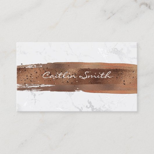 ブロンズブラシストロークシルバーホワイトフォイルマーブル 名刺 (正面)