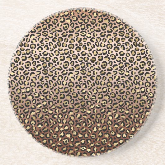 ブロンズブラック金ゴールドグラデーションレオパード印刷 コースター (正面)