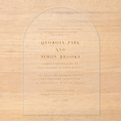 ブロンズモダンエレガントタイポグラフィクリスチ結婚アン アクリル招待状 (正面)