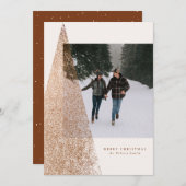ブロンズモダンスペックルクリスマスツリー1枚の写真 シーズンカード (正面/裏面)