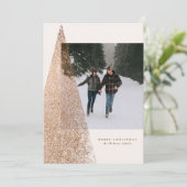 ブロンズモダンスペックルクリスマスツリー1枚の写真 シーズンカード (スタンド正面)