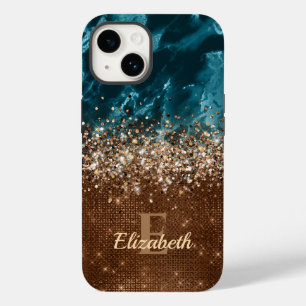ブロンズモダンターコイズグリッター大理石モノグラム Case-Mate iPhone 14ケース