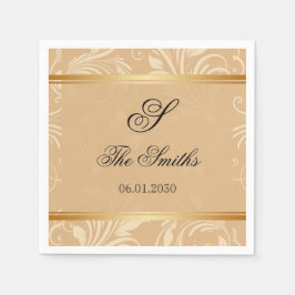 ブロンズモダンフローラ結婚ズ スタンダードカクテルナプキン