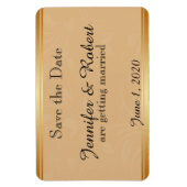 ブロンズモダンフローラ結婚式の日付を保存 マグネット (縦)