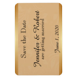 ブロンズモダンフローラ結婚式の日付を保存 マグネット