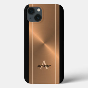 ブロンズモダンメタリックブラックパーソナライズされたメンズ iPhone 13ケース