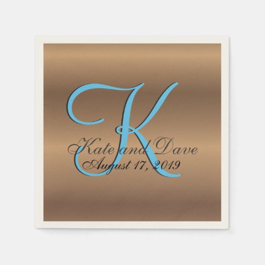 ブロンズモノグラム🔑ペスタイリッシュカン スタンダードカクテルナプキン (正面)