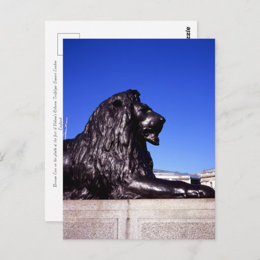 ブロンズライオントラファルガースクエア ポストカード (正面/裏面)