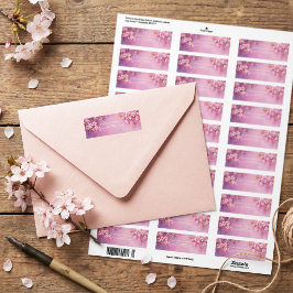 ブロンズリーフのスミレの水彩桜 ラベル