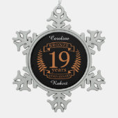 ブロンズ伝統的結婚ズ19周年 スノーフレークピューターオーナメント (正面)