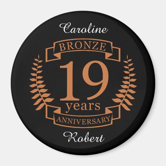 ブロンズ伝統的結婚ズ19周年 マグネット (正面)