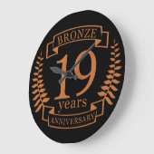 ブロンズ伝統的結婚ズ19周年 ラージ壁時計 (傾斜)