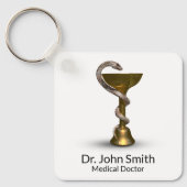 ブロンズ医用スネークボウル衛生方白幹部 キーホルダー (正面)