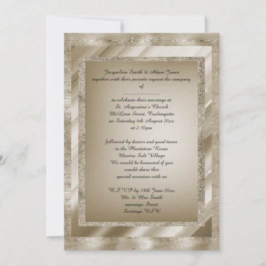 ブロンズ数々のの優雅なパターン(の模様が)ある結婚用文房具 招待状 (正面)