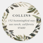 ブロンズ枝差出人住所 ラウンドシール (正面)