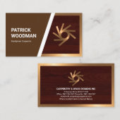 ブロンズ枠の木目ビルダー 名刺 (正面/裏面)