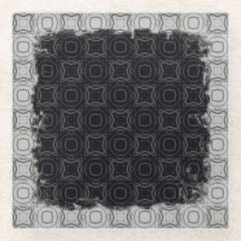 ブロンズ模様の円とダイヤモンド ガラスコースター