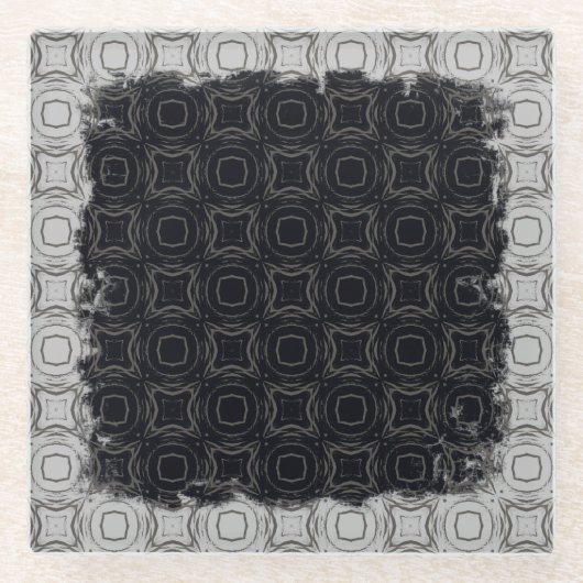 ブロンズ模様の円とダイヤモンド ガラスコースター (正面)