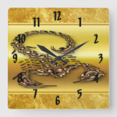 ブロンズ毒サソリ非常に毒のある昆虫 スクエア壁時計 (正面)