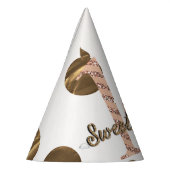 ブロンズ水玉模様バラ金ゴールドスウィート16誕生日 パーティーハット (左)