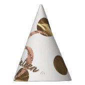 ブロンズ水玉模様バラ金ゴールドスウィート16誕生日 パーティーハット (右)