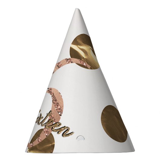 ブロンズ水玉模様バラ金ゴールドスウィート16誕生日 パーティーハット (右)