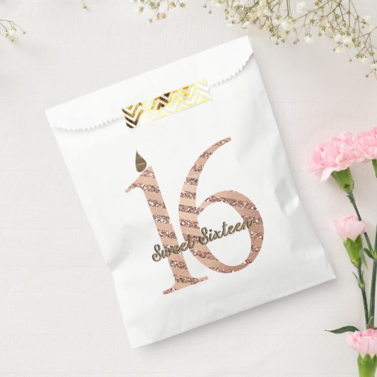 ブロンズ水玉模様バラ金ゴールドスウィート16誕生日 フェイバーバッグ (封をした状態)