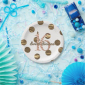 ブロンズ水玉模様バラ金ゴールドスウィート16誕生日 ペーパープレート (パーティー)