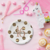 ブロンズ水玉模様バラ金ゴールドスウィート16誕生日 ペーパープレート (パーティー)