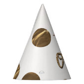 ブロンズ水玉模様バラ金ゴールドONE 1 1st誕生日 パーティーハット (左)