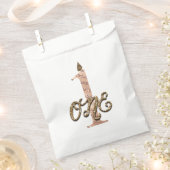 ブロンズ水玉模様バラ金ゴールドONE 1 1st誕生日 フェイバーバッグ (クリップ留めされた状態)