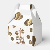 ブロンズ水玉模様バラ金ゴールドONE 1 1st誕生日 フェイバーボックス (裏面サイド)