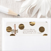 ブロンズ水玉模様バラ金ゴールドONE 1 1st誕生日 ラベル (インサイチュ)