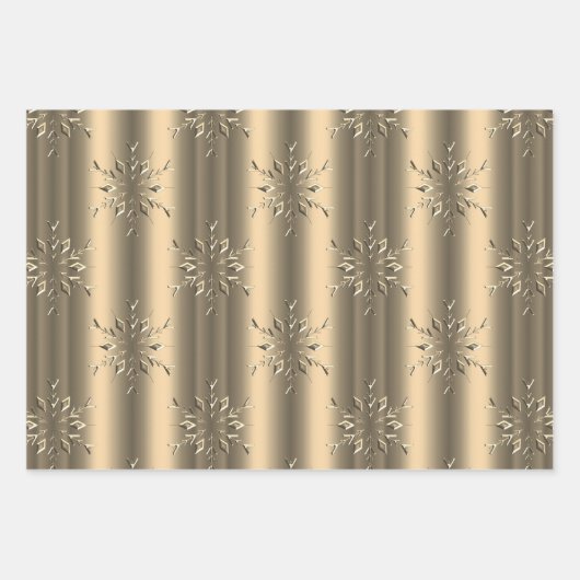 ブロンズ淡い色のと金ゴールドのクリスマス ラッピングペーパーシート (正面3)