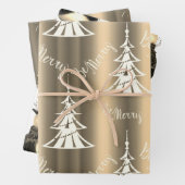 ブロンズ淡い色のと金ゴールドのクリスマス ラッピングペーパーシート (インサイチュ)