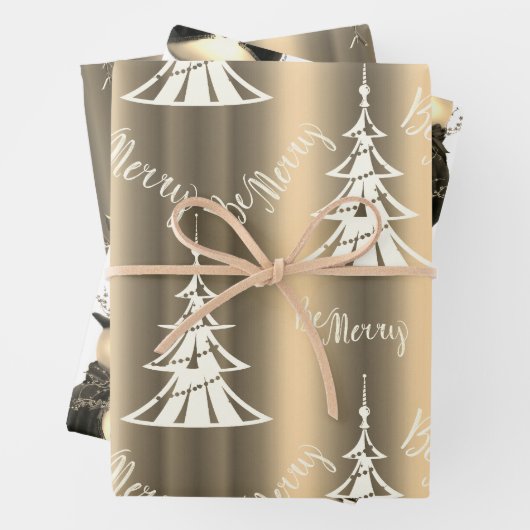 ブロンズ淡い色のと金ゴールドのクリスマス ラッピングペーパーシート (インサイチュ)