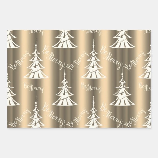 ブロンズ淡い色のと金ゴールドのクリスマス ラッピングペーパーシート (正面)