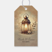 ブロンズ白熱［赤熱］光を放つランタン素朴ロマン結婚ス ギフトタグ (裏面)