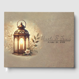 ブロンズ白熱［赤熱］光を放つランタン素朴ロマン結婚ス ゲストブック