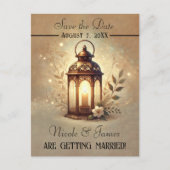 ブロンズ白熱［赤熱］光を放つランタン素朴ロ救マン日付 案内ポストカード (正面)