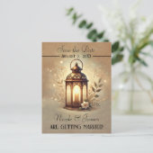 ブロンズ白熱［赤熱］光を放つランタン素朴ロ救マン日付 案内ポストカード (スタンド正面)