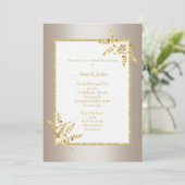 ブロンズ白金ゴールドエレガントリーフ結婚ズ 招待状 (スタンド正面)