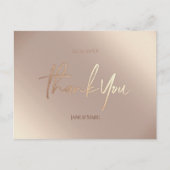 ブロンズ結婚のサンキューカードエレガントスクリプト ポストカード (正面)